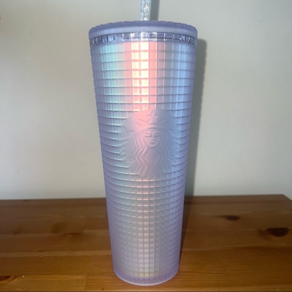 NWT Starbucks 2022 Iridescent Unicorn White Grid Venti 24oz Tumbler ✨ - Picture 2 of 6